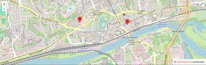 Mapa lokalizacji salonów Gigola Barbershop